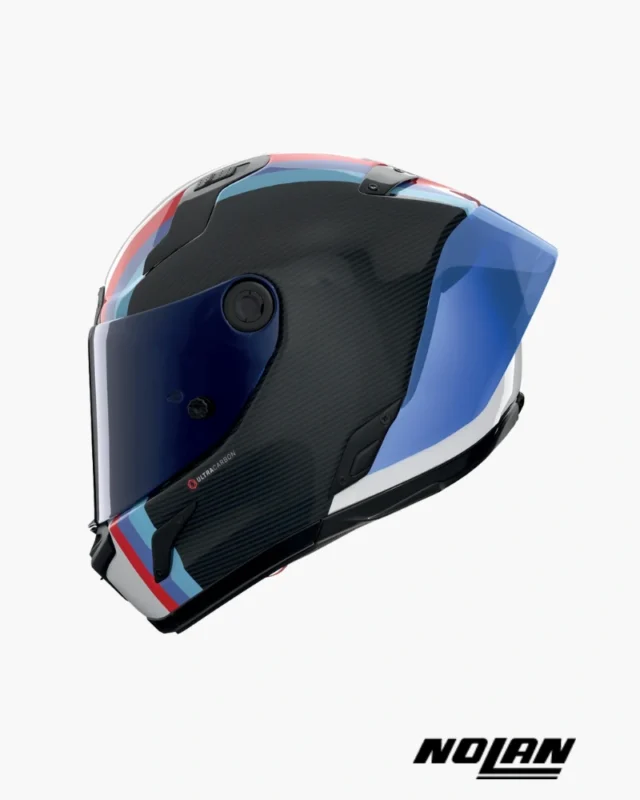 Casque Nolan X-804 RS Ultra Carbon Gemini Blanc Bleu Rouge