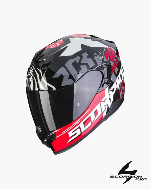 Casque SCORPION EXO-520 EVO Air Rok Bagoros Rouge Noir