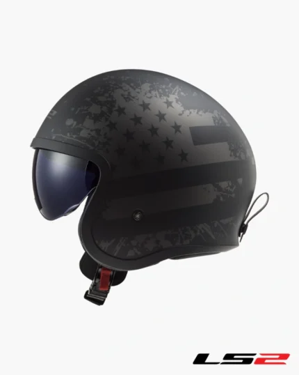Casque LS2 Spitfire II Flag Noir Mat