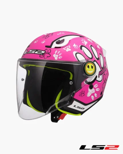 LS2 FUNNY 2 PAWS Rose casque jet enfant