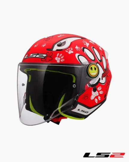 LS2 FUNNY 2 PAWS Rouge Mat casque jet enfant