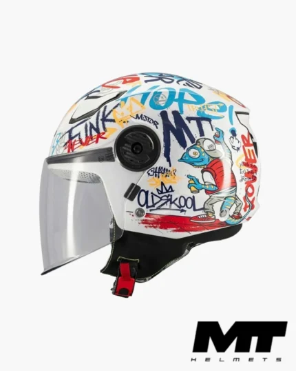 MT Helmets OF514 LITE CREW A5 GLOSS Blanc casque jet enfant
