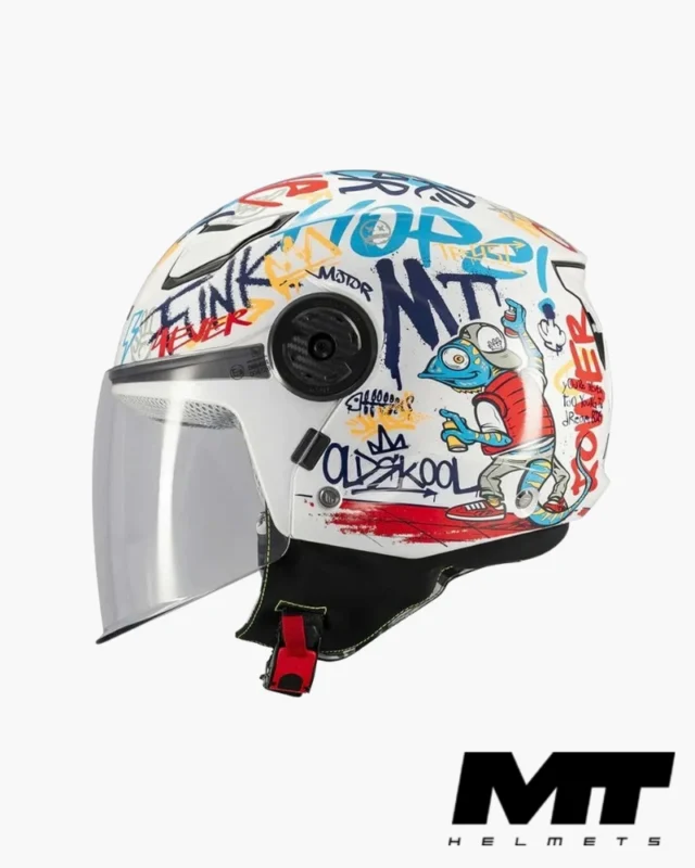 MT Helmets OF514 LITE CREW A5 GLOSS Blanc casque jet enfant